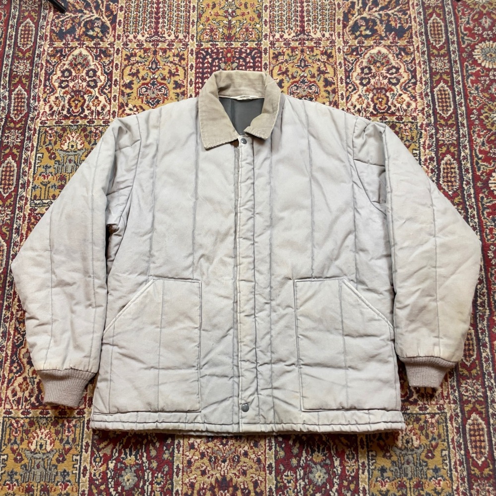 VTG 60s 70s‎ Key Imperial Quilted Lined Gray Barn Coat Work Jacket Talon XL USA